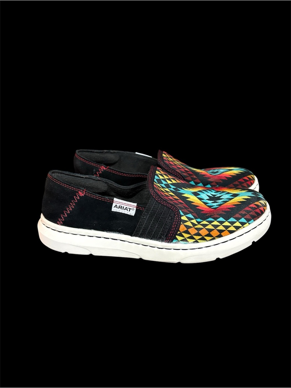 Ariat Slip-On Sneakers with Black and Multicolor Aztec Print